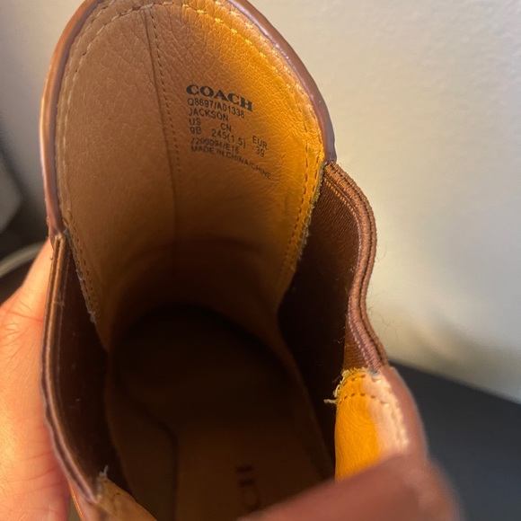 Coach Jackson leather heeled boots saddle brown, size 9 - Picture 5 of 8
